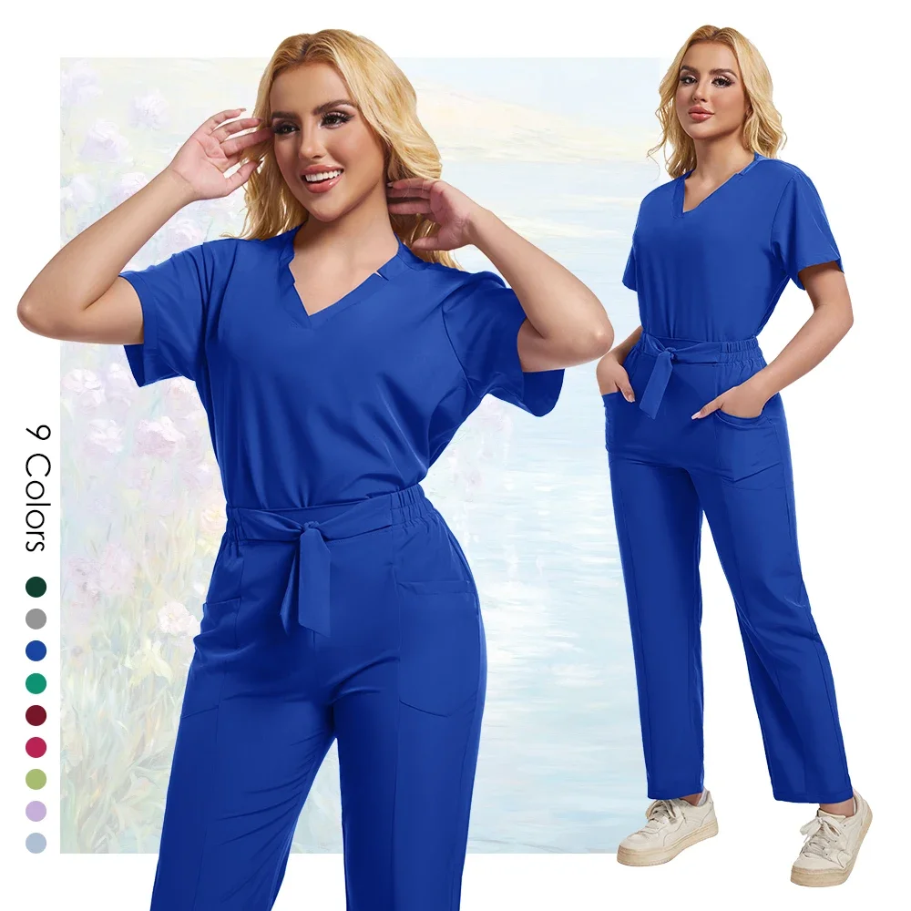 Uniformes médicaux multicolores pour femmes, ensembles de gommages d'hôpital, combinaisons de travail, accessoires d'infirmière, combinaison de chirurgie dentaire, vêtements de travail de laboratoire