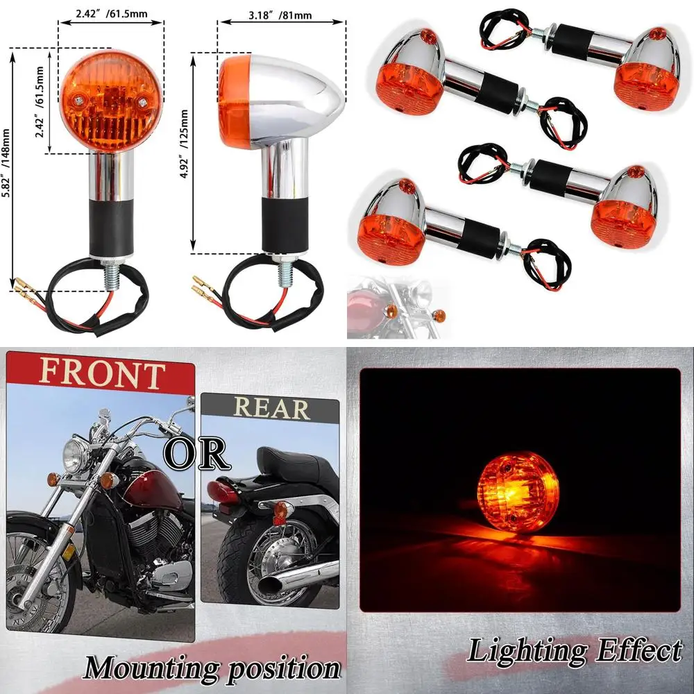 

Kawasaki Vulcan VN750-2000 Amber Front & Rear Turn Signal Lights Set (4 Pieces)