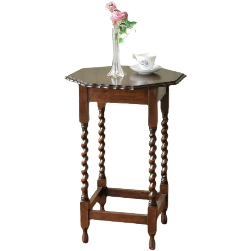 Solid wood tea table,negotiation living room, small household, octagonal twist leg copy