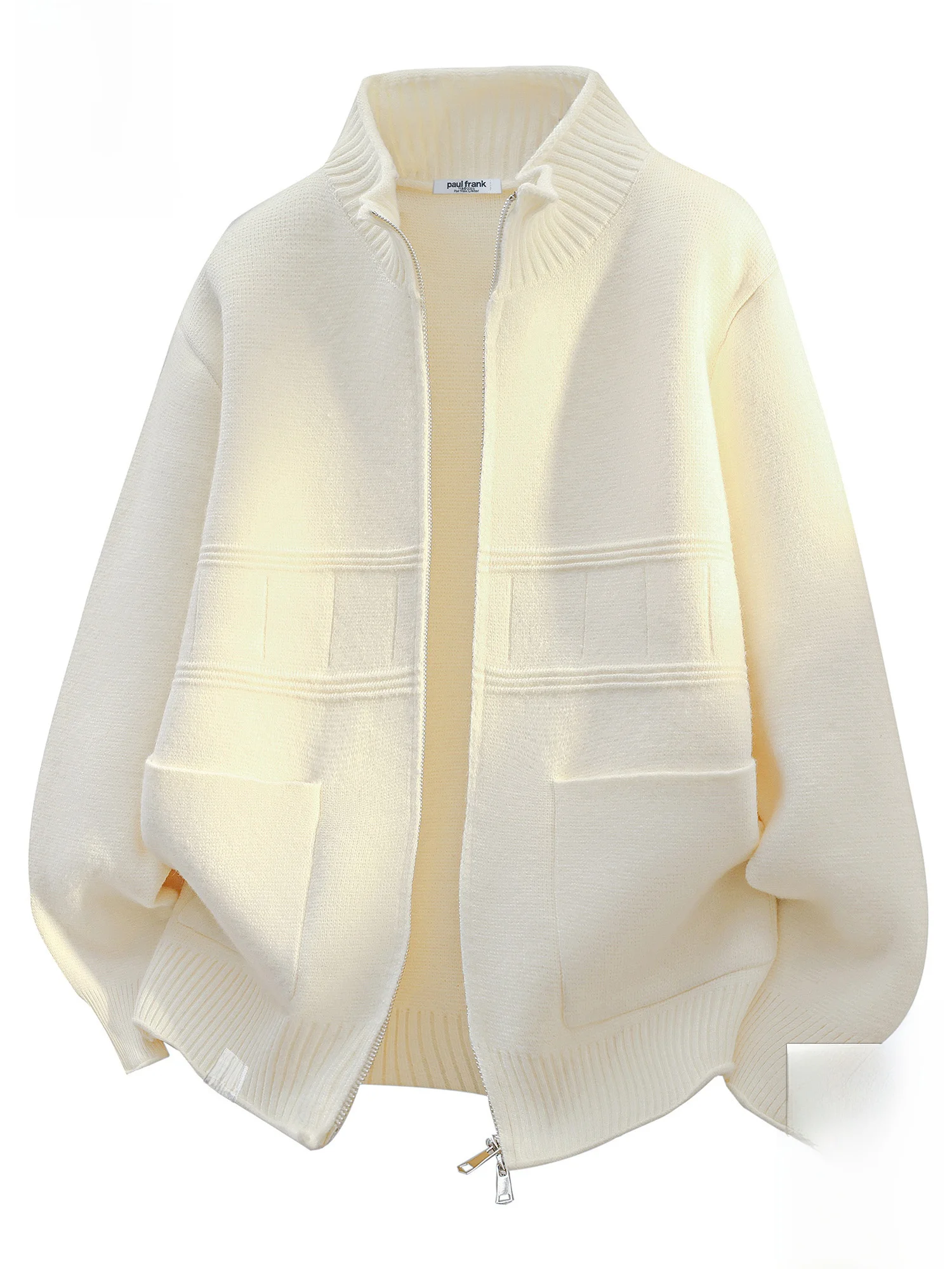 

PaulFrank Loose Knitted Sweater Cardigan Men's Winter Casual Warm Stand Collar Monkey Logo Comfortable Breathable Outerwear