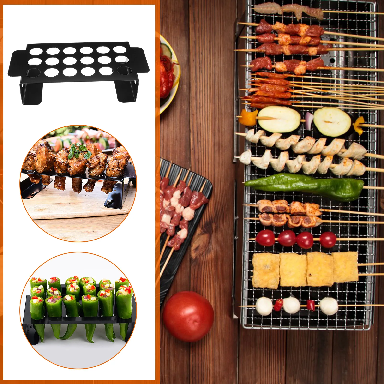 

18 Hole Multi-Holes Barbecue Rack Leg BBQ Rack Stainless Steel Grilling Silver Easy Clean Camping Outdoor