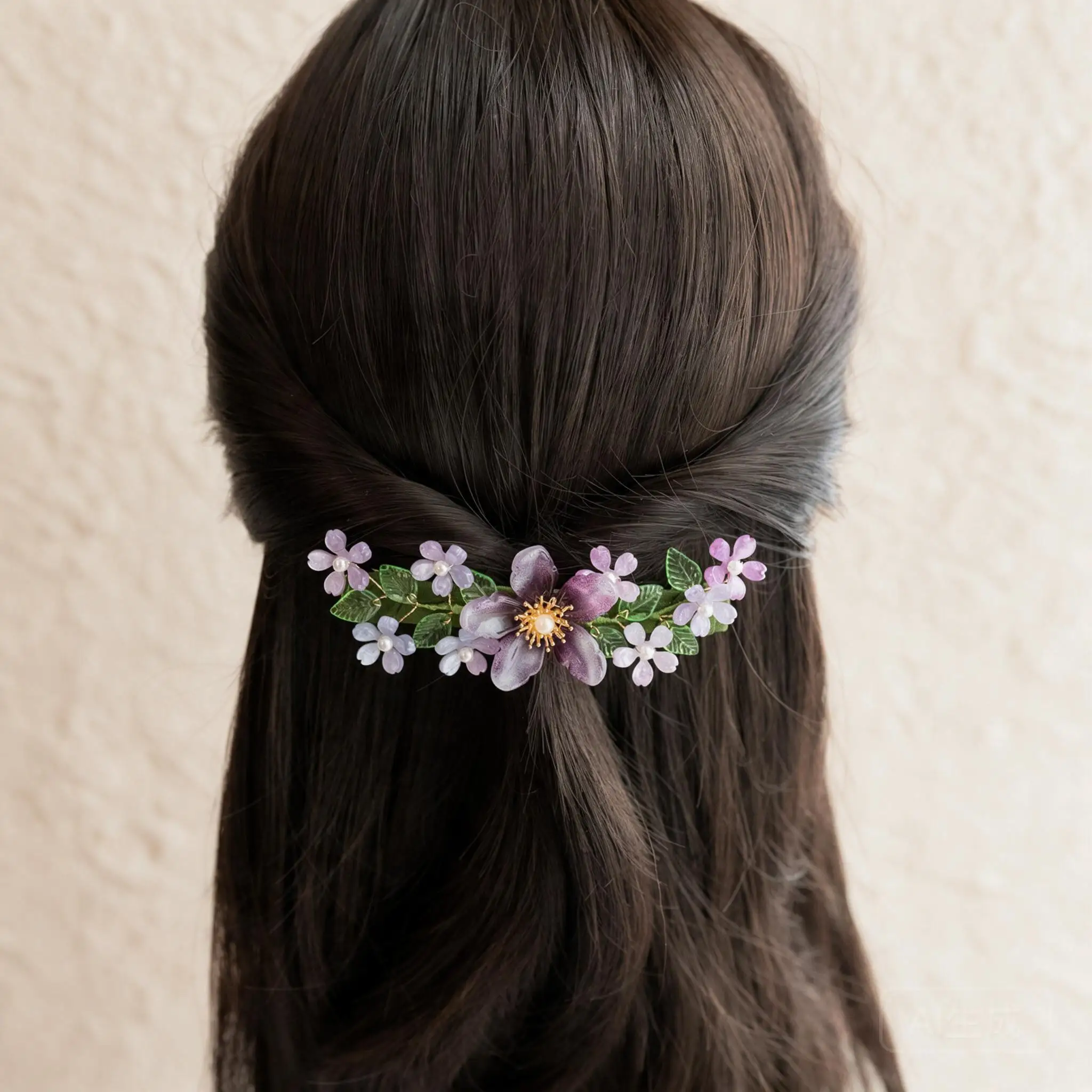 Chinese Hanfu Purple Osmanthus Flower Spring Hair Clip Elegant Fairy Back Of Head Barrette Delicate Hair Accessory For Cheongsam