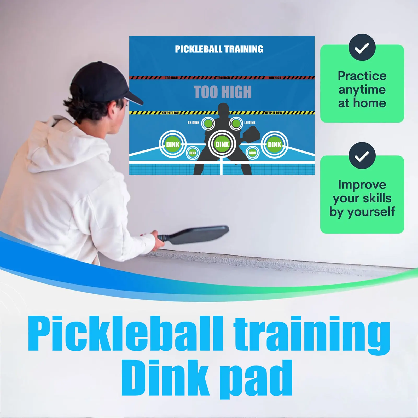 Pickleball Dink Pad Pickleball Practice Pad for Walls for Indoor and Outdoor Indoor Rooms Men Women Pickleball Dink Training Gym