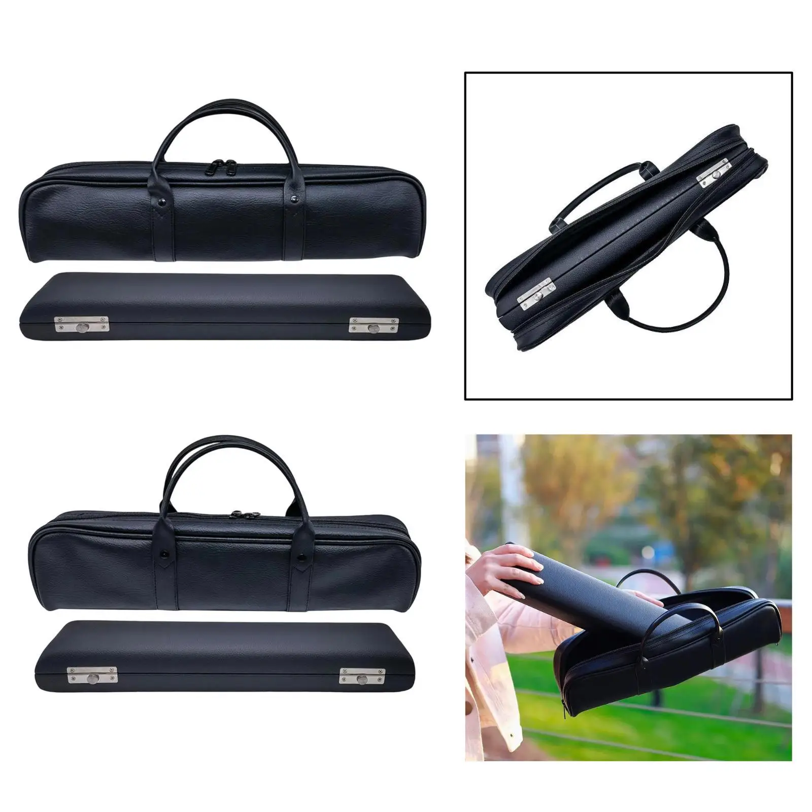 Flute Case Portable Gift Wear Resistant Music Instruments Bag Multifunctional Sturdy PU Leather Flute Carrying Bag Handheld