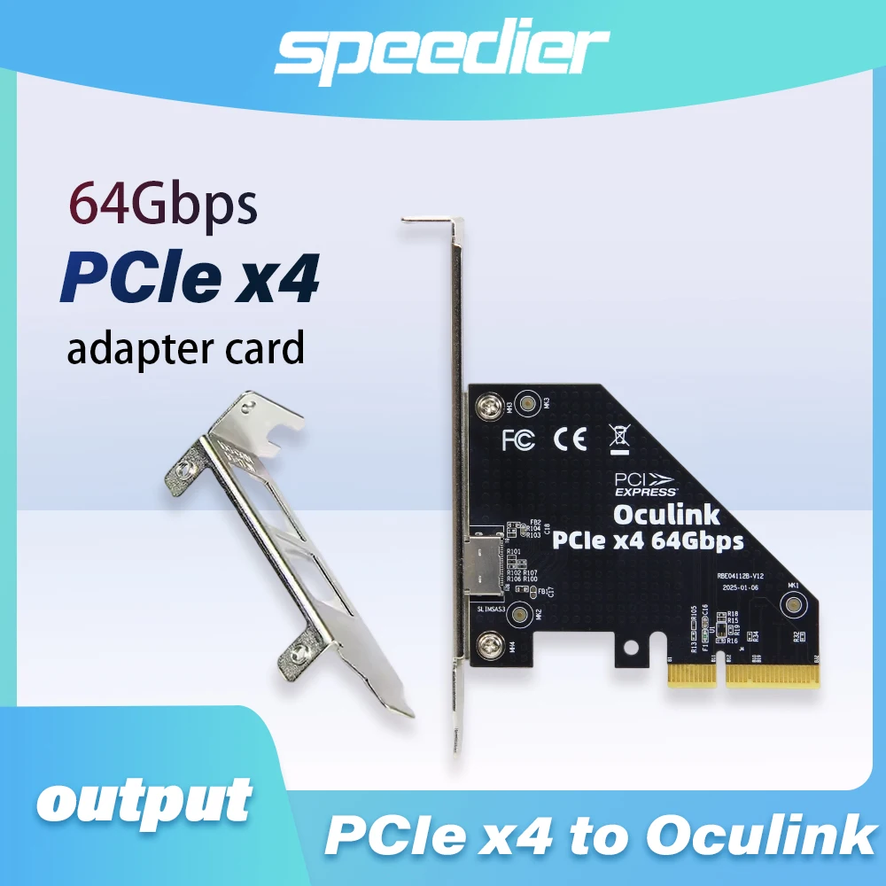 

PCIe X4 к Oculink с адаптером Riser Card Выходной полноразмерный и низкопрофильный кронштейн 64 Гбит/с Совершенно новое обновление PCI EXPRESS