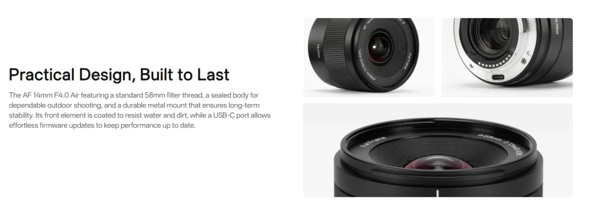 Viltrox AF 14 mm F4.0 Air-Vollrahmenobjektiv für spiegellose Sony E/NZ-Mount-Kameras – Detail 11