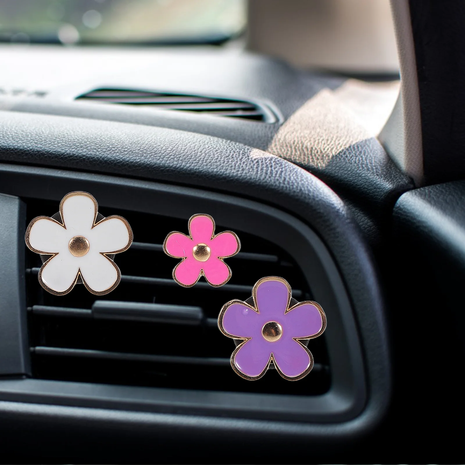 6 pcs Cute Daisy Car Air Vent Clips Durable Scent Perfume Diffuser For Women Floral Interior Accessories