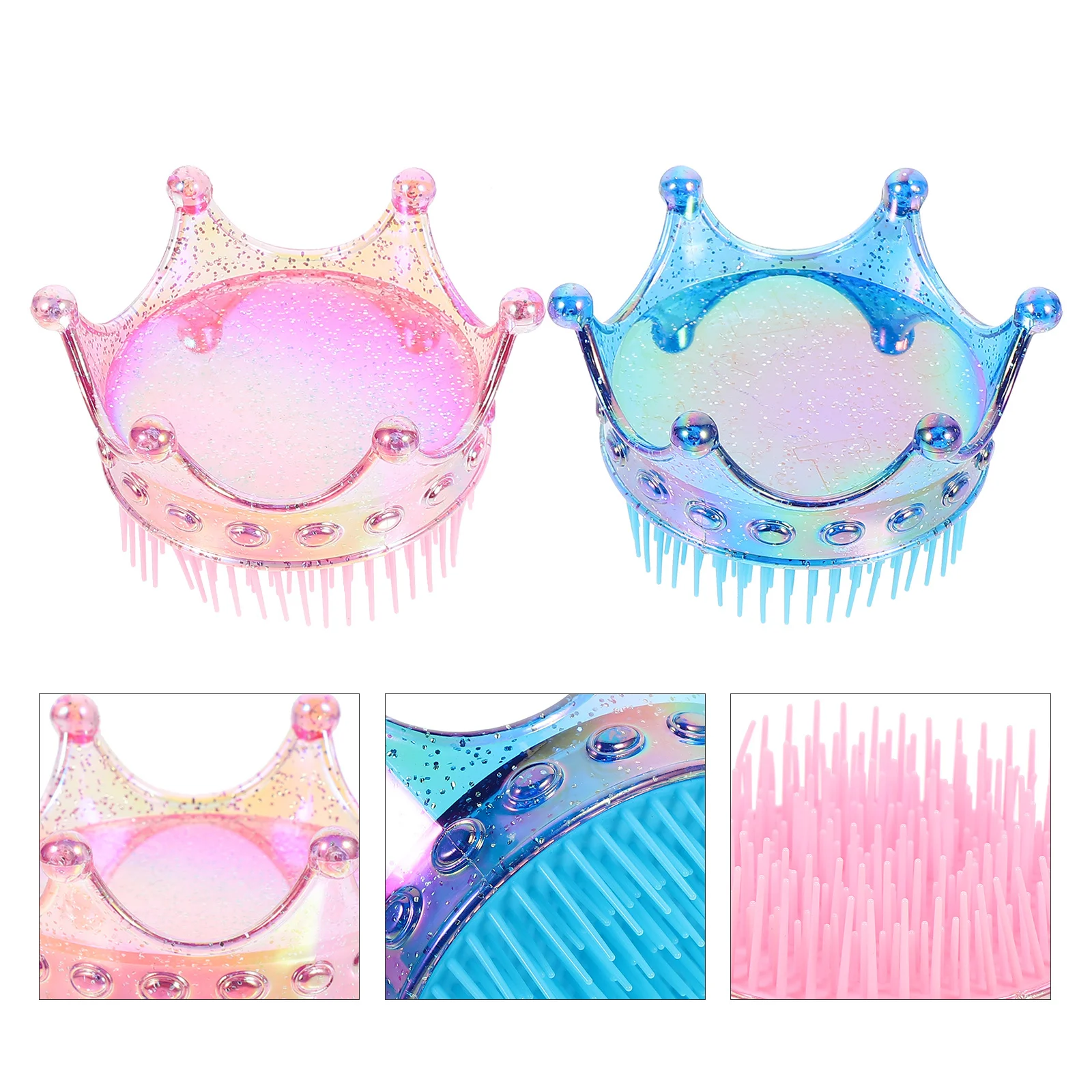 

2Pcs Glitter Crown Shape Detangling Hair Comb for , Compact Portable Hair Brush Comb, 's Gift Idea