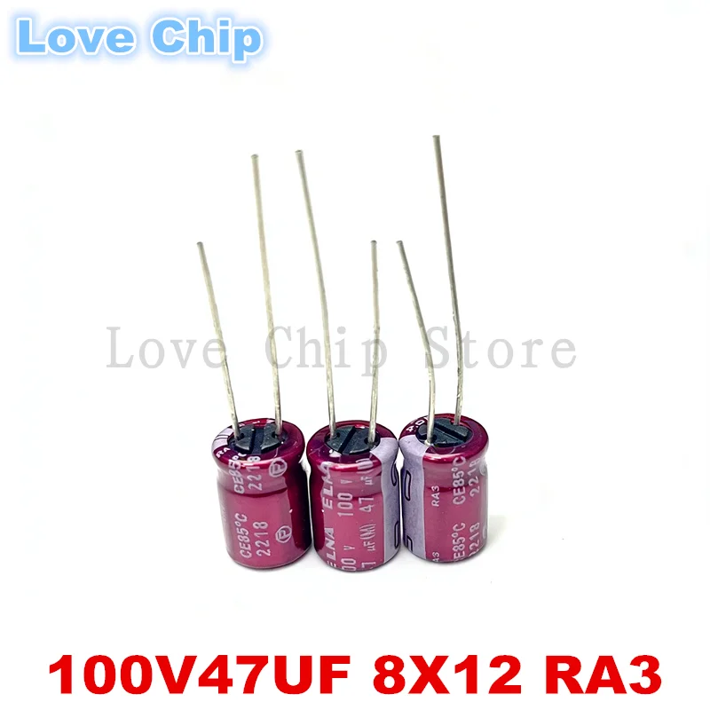 

Новые аудиоконденсаторы Elna (Япония) 47 мкФ 100В, 8*12 мм, серия RA3, фиолетово-красные, 5/10/20 шт.