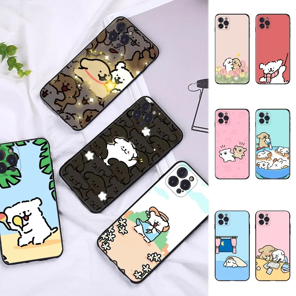 

line puppy Maltese cute Phone Case Silicone Soft For 15 iphone 14 13 12 11 Pro Mini XS MAX 8 7 6 Plus X 2020 XR Shell