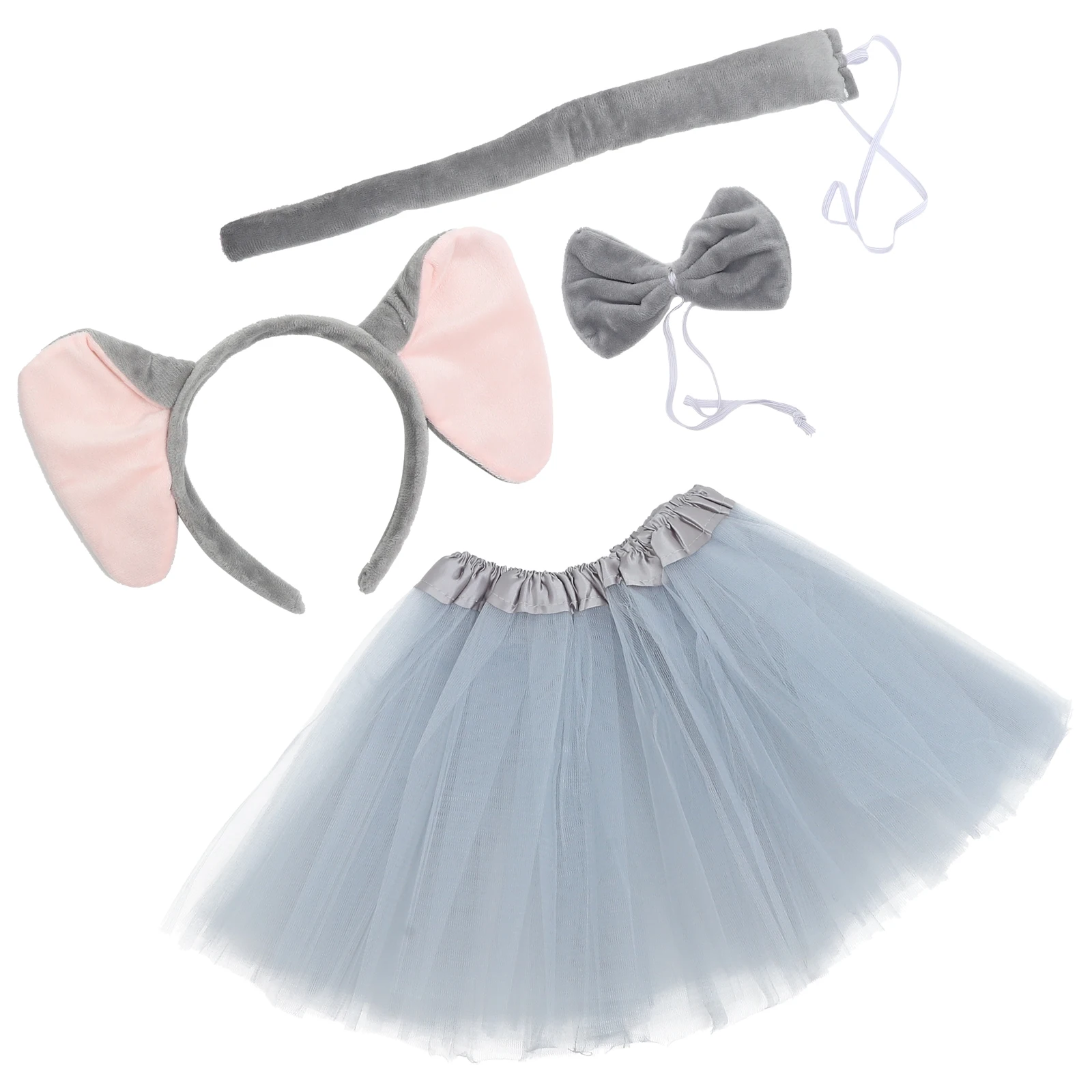 

1Set Multifunctional Elephant Ears Headband Tail Bowtie Skirt Animal Dress Up Accessories for Women Special Occasions