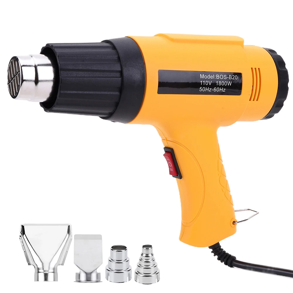 1800W Handheld Hot Air Gun Two Temperature Setting 110V 220V Hot Air Blower Car Film Heat Gun for Home Decor Projects & Crafting