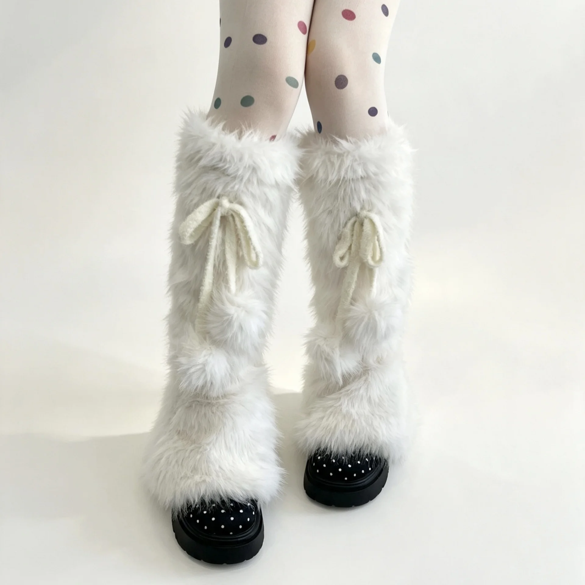 Retro Niche Design Thick Plush Leg Cover for Women's Winter Warmth Horn Socks Slim Mouth Y2K Subculture Millennium Leg Cover