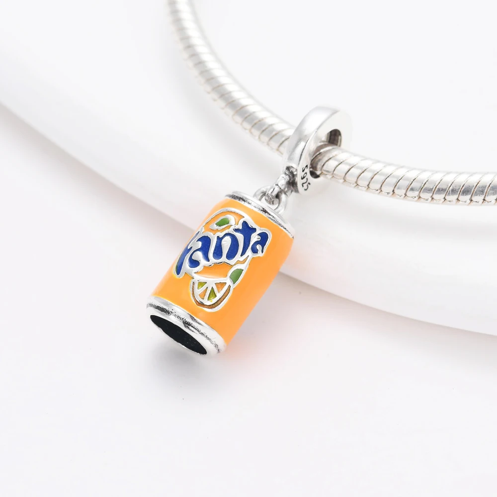 New 925 Sterling Silver Charm Beverage Coke Coffee Honey DIY Fine Bead Fit Original Pendant Charms Bracelet For Women