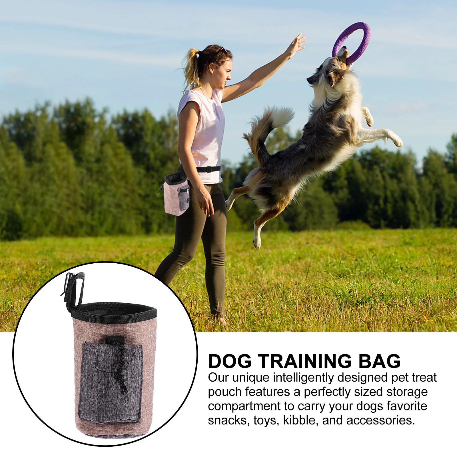 Dog Treat Pouch Training Bag Outdoor Pet Pocket for Treats Reward Waist Bag Dog Training Bag Pet Outdoor Bag