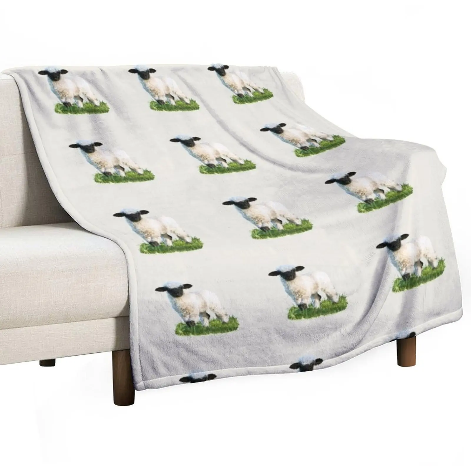 

Valais Blacknose Lamb in a Meadow Throw Blanket Softest Bed Fashionable Decorative Sofa Summer Blankets