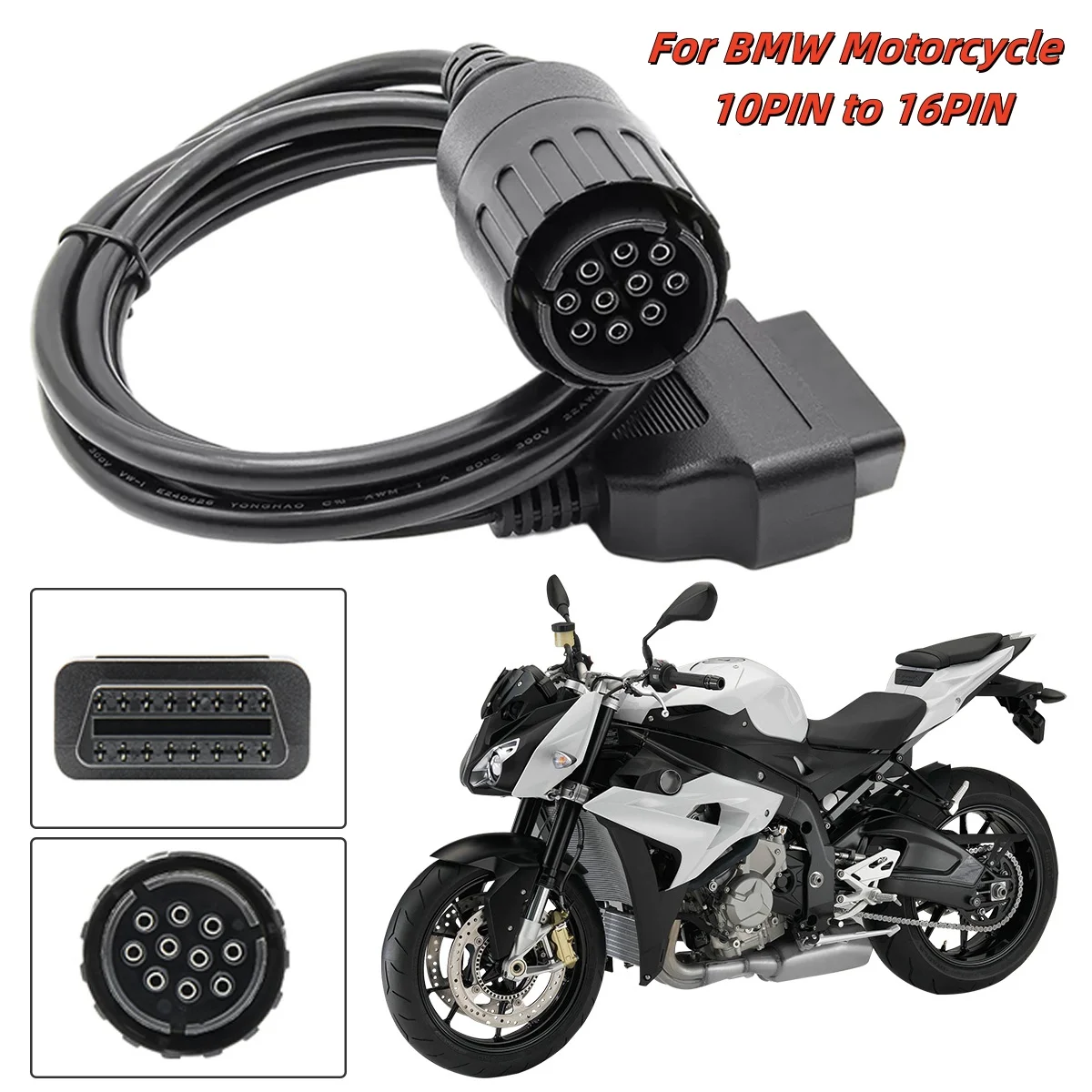 ل BMW دراجة نارية 10PIN إلى Obd2 16Pin كابل محول ICOM D 10 PIN واجهة obd ii موصل التشخيص تمديد أداة #1