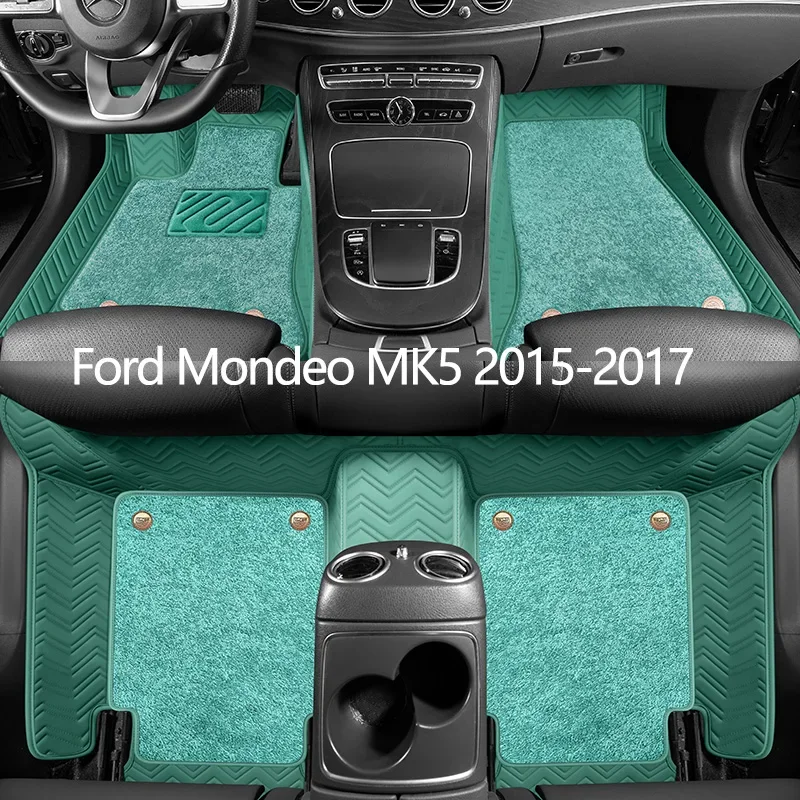 

Custom Leather Car Floor Mats For Ford Mondeo MK5 2015 2016 2017 Auto Carpet Mats Interior Accessories