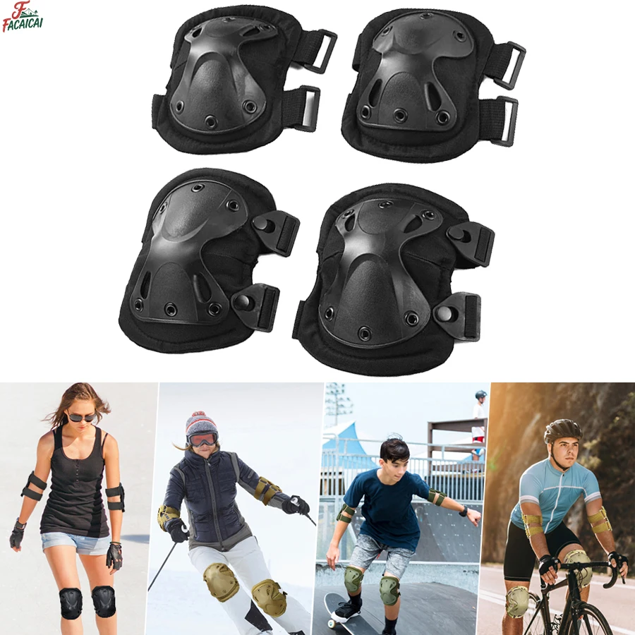 

Tactical Combat Knee Pads Set CS Paintball Game Cycling Safety Skateboarding Gear Skates Knee Protection Guard Pads