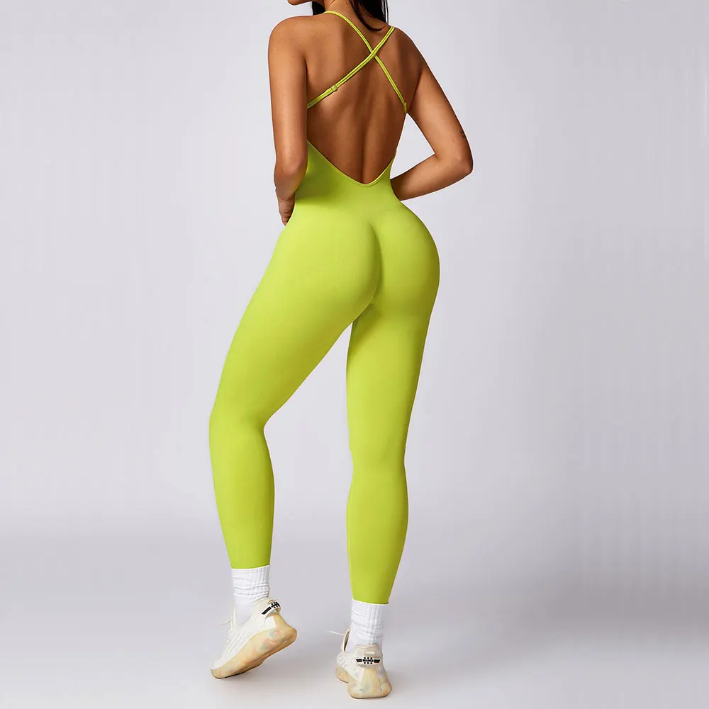 Seamless Gym Training Yoga Set Women Sportswear Women Sports Jumpsuit Fitness Rompers Stretch Female Push Up Workout Bodysuits