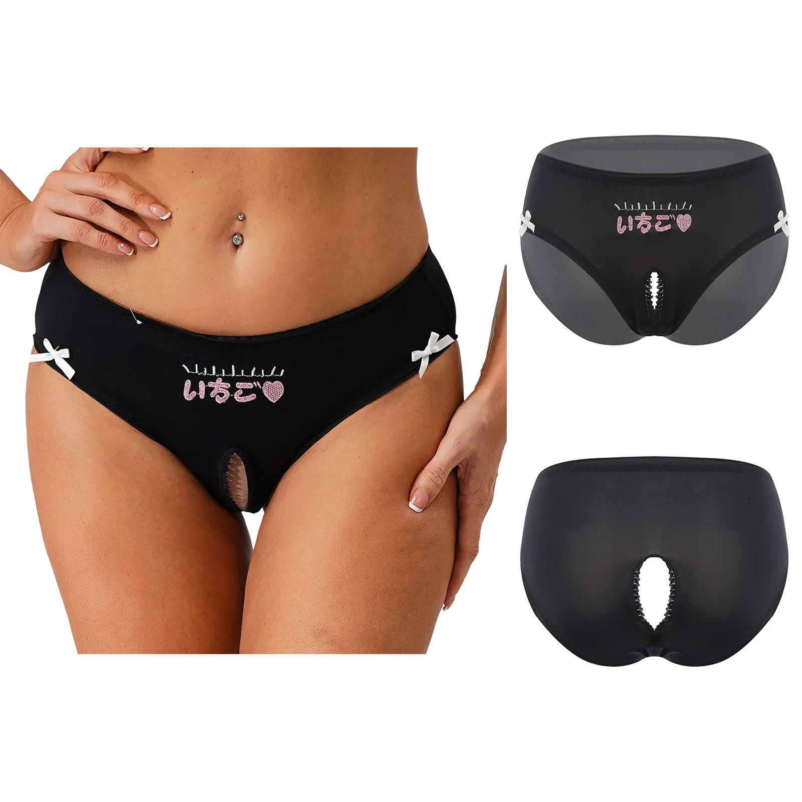 ملابس داخلية نسائية مثيرة مفتوحة المنشعب سيسي قابلة للتمدد بحزام خصر مطاطي مع فيونكة ملابس داخلية للزوجين ملابس داخلية يمزح