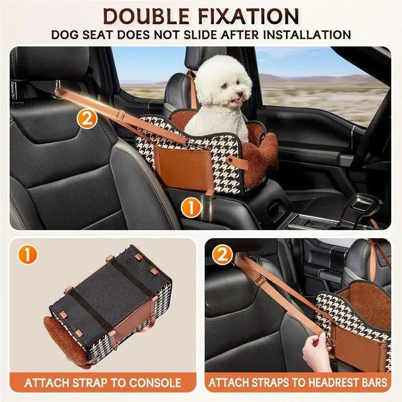 Universal Center Console Dog Car Seat for Small Dogs - Safe Comfortable Pet Travel Carriage