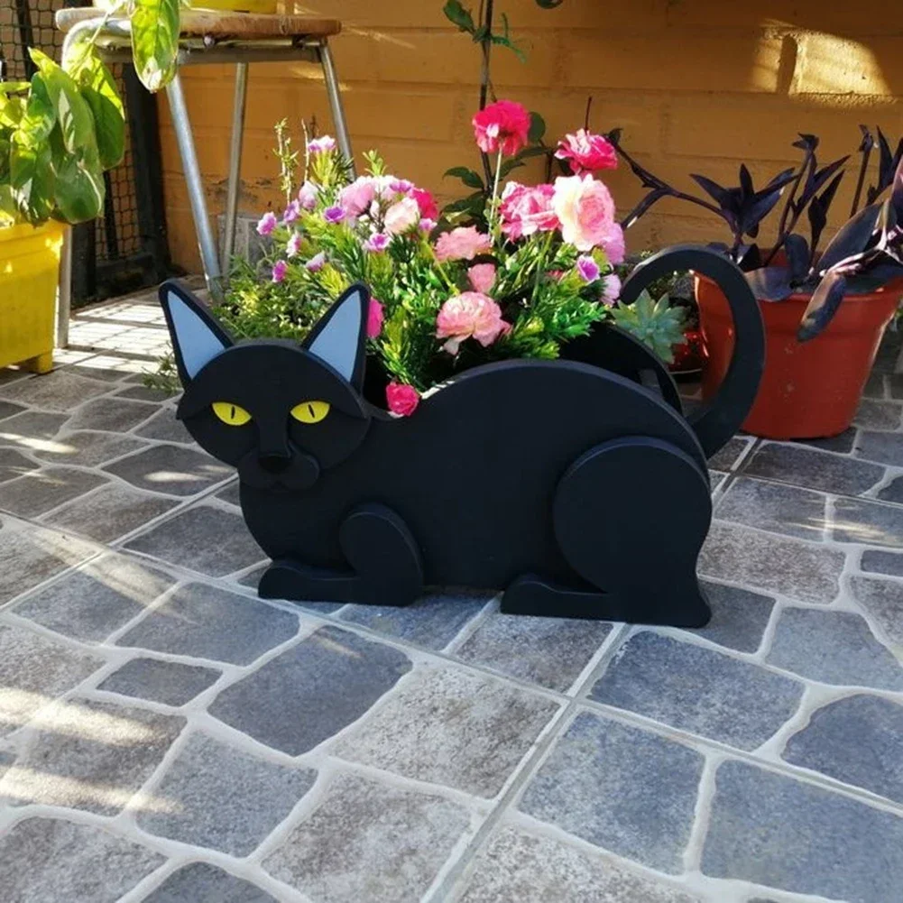 

Cat Shaped Planters Garden Flower Pot Cat Animal Garden Animal Statue Sculpture Decor Garden Pots DIY PVC Flower Planters Garden