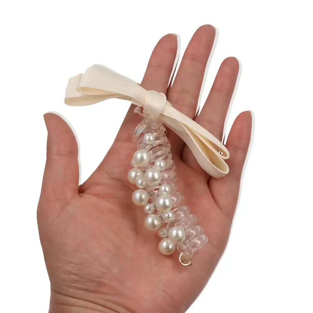 

High Elastic Bow Bubble Braided Head Rope Pearl Hair Band Spiral Coil Rubber Band Hair Accessories Ponytail Holder