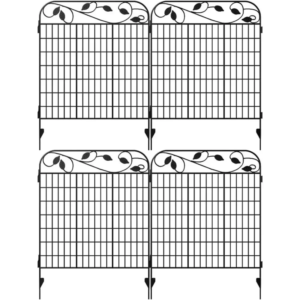 4 Pack Decorative Garden Fences and Borders for Dogs 44in(H)×36in(L) No Dig Metal Fence Panel Edging Border Fence