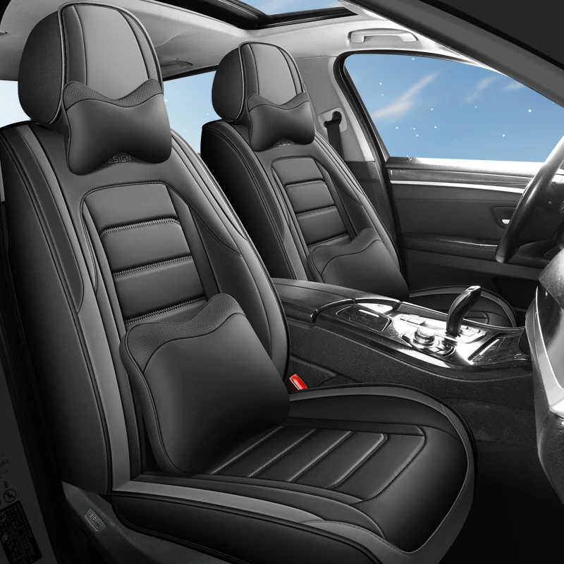 Car Seat Cover Set Universal Leather Car Seat Covers Protection Auto Seats Cushion Pad Mats Chair Protector Interior Accessories