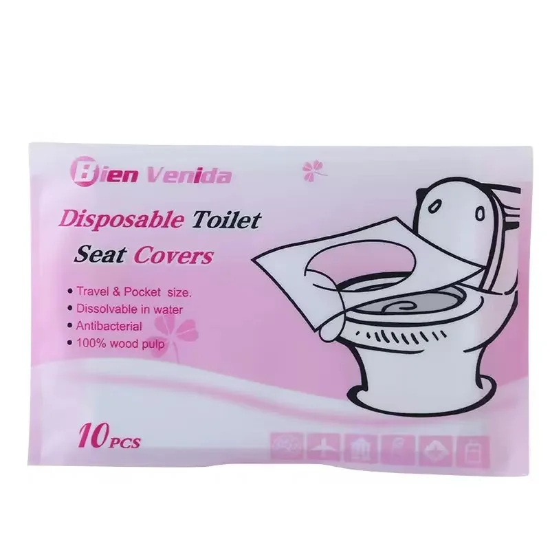 10pcs/pack Disposable Toilet Seat Covers - Hygienic, Portable Liners for Travel, Camping, Airplanes, Water-Soluble