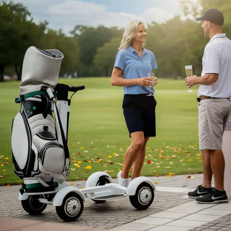 White Dual Motor 4-Wheel Electric Golf Scooter, DC Motor Mobility Golf Cart & Trolley