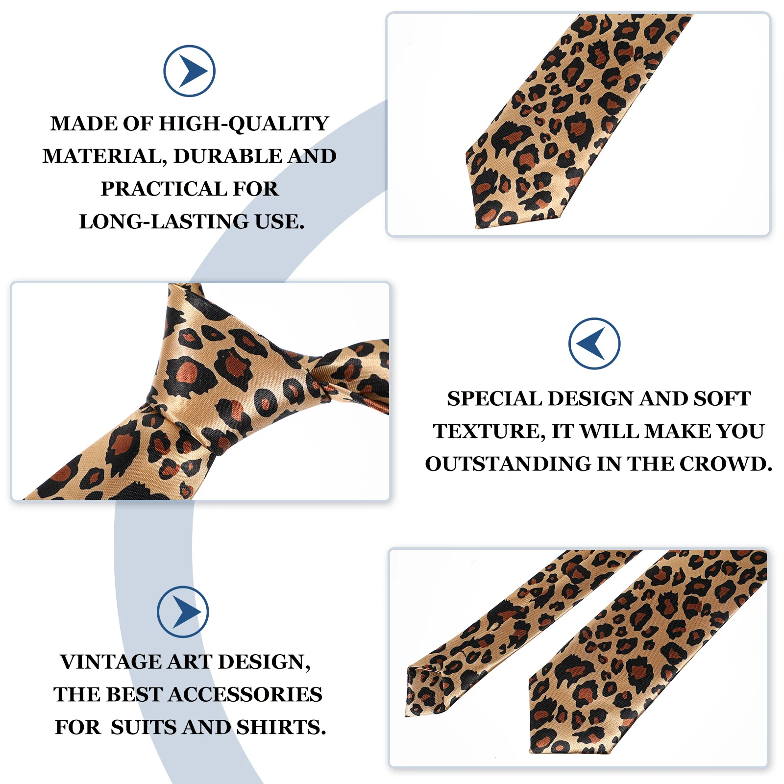 

2Pcs Zebra Leopard Pattern Necktie Premium Party Necktie Set for Holiday Festival Wear Comfortable Skin-Friendly Tie Decorations