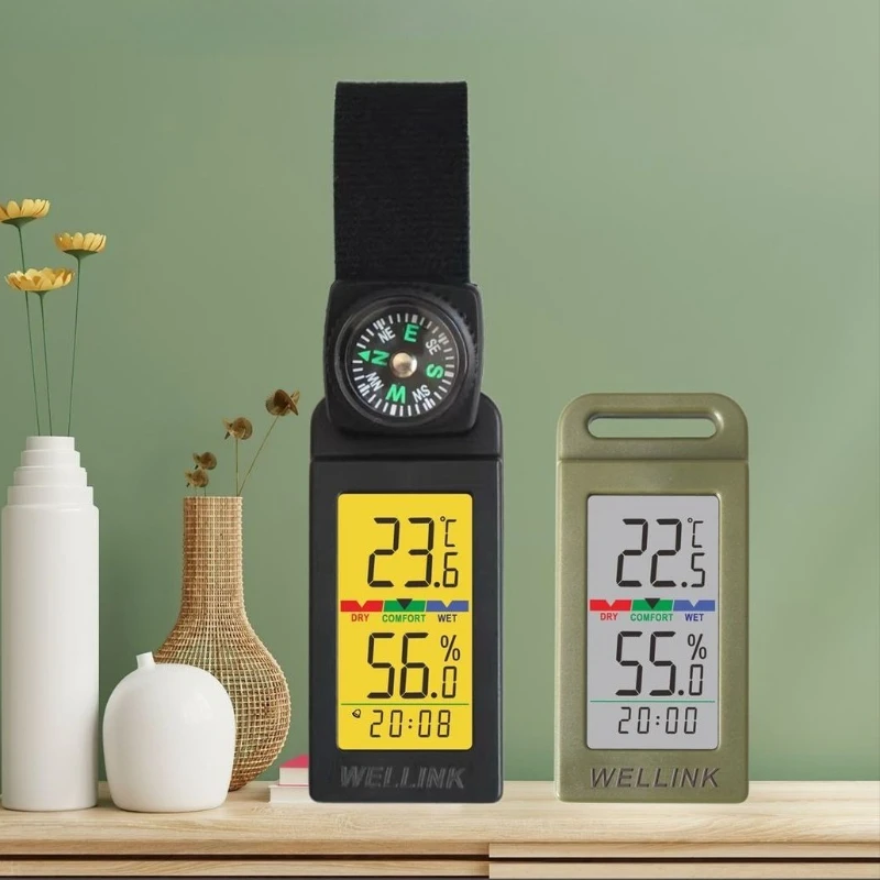 Mini thermomètre extérieur pour camping, mesure de la température et de l'humidité, capteur pour camping, alpinisme, véhicule, outil de mesure de la température intérieure avec écran LCD