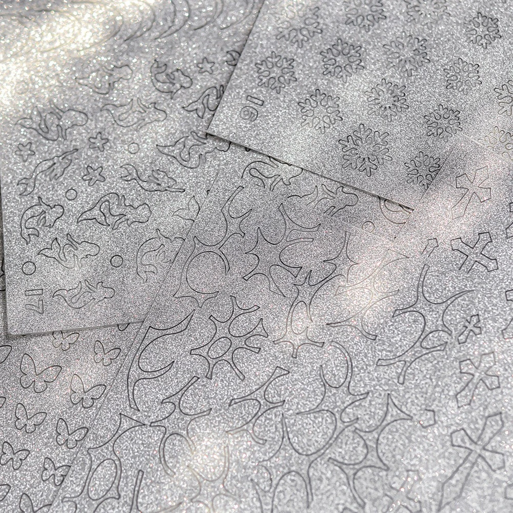 Autocollants de modèle creux d'aérographe pour Nail Art, étoile française, motif à carreaux papillon, peinture en aérosol, jet d'encre, outils auxiliaires