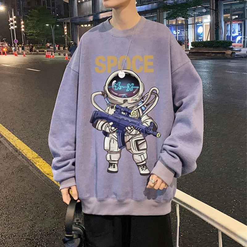 

Anime Space Astronaut Graphic Crewneck Sweatshirts Hombre Autumn Hip Hop Fashion Pullover Hoodie Oversize Y2K Streetwear Clothes