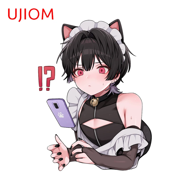 UJIOM Cat Ears Femboy Wall Stickers Beautiful Waifu Anime Wardrobe Trunk Decals Adhesive Waterproof Wallpapers Decoration