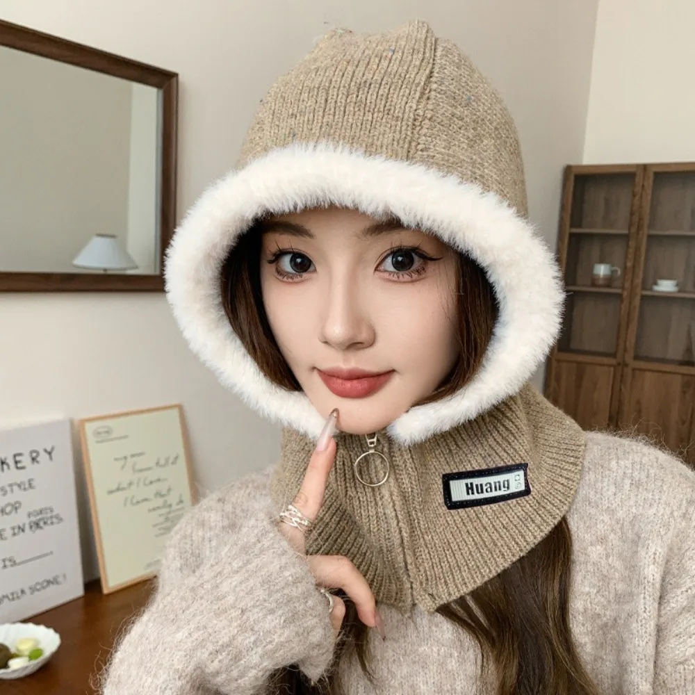 Trendy Korean Winter Hat Hat and scarf integrated Christmas Gift Plush Hats Thickened Keep Warm Women Girl Ear Protection