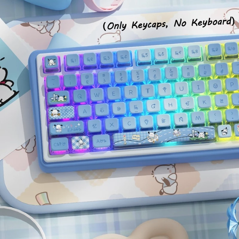 

Sanrio Pochacco Theme Keycaps 122Keys Keycaps Set for Mechanical Keyboard Accessories Four-Sided Translucent PBT Material Keycap