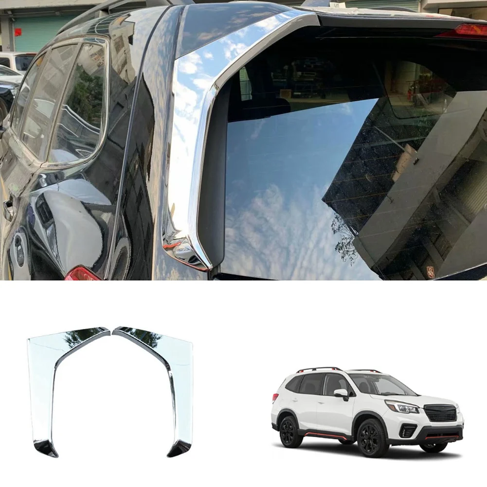 Car Chrome Silver Rear Window Side Spoiler Canards Splitter for Subaru Forester 2019-2022 Windshield Trim Sticker