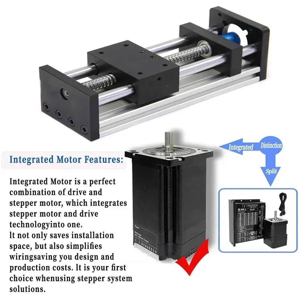 Linear Guide Rail Optical Axis Slide Table SFU1605 100mm-300mm Stroke NEMA23 57mm Open-loop 0r Closed-loop Integrated Motor Set