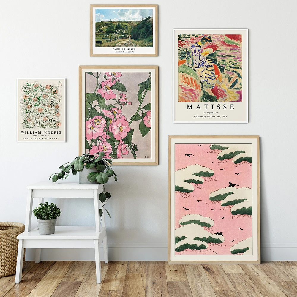 Gallery Wall Art Eclectic Print Vintage Landscape Poster Maximalist Decor Japanese Flowers Botanical Canvas Painting Home Decor