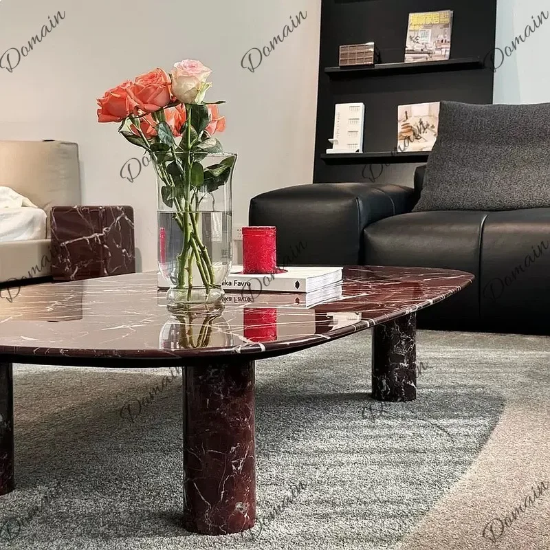 BJ Italian Minimalist Purple Red Marble Coffee Table Modern Simple Living Room Small Space Designer Creative Tea Table