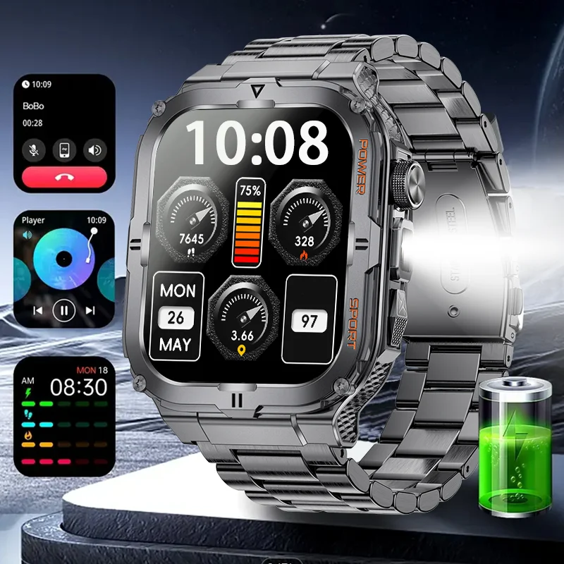 

2025 430mAh GPS Smart Watch Sports Fitness Bracelet Call Reminder Heart Rate Flashlight Waterproof For Huawei Smartwatch Men