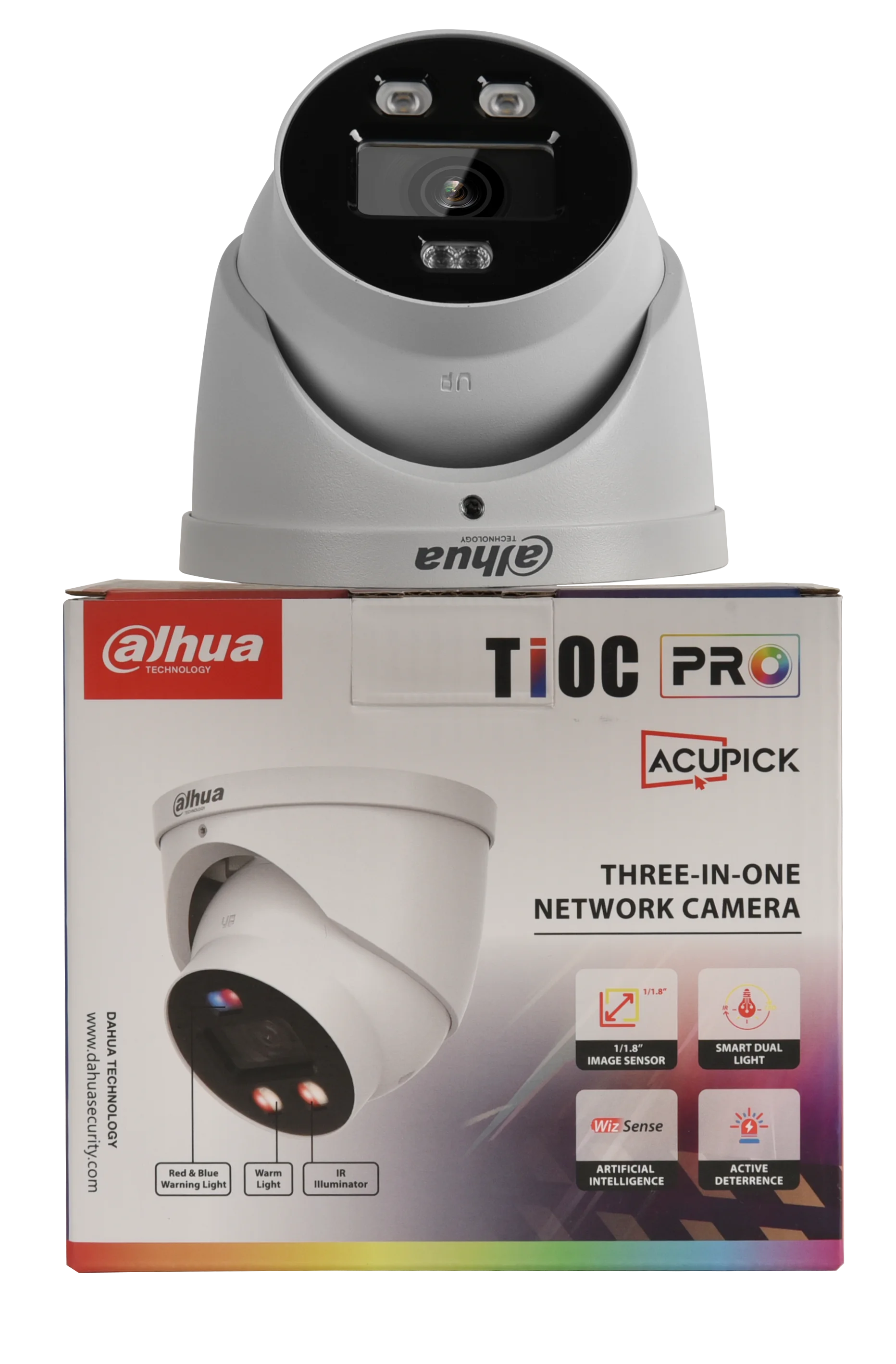 Telecamera Dahua da 8 MP IPC-HDW3849H-AS-PV-PRO Smart Dual Light Deterrenza attiva Luce rossa blu WizSense Doppio microfono Altoparlante Slot per scheda SD