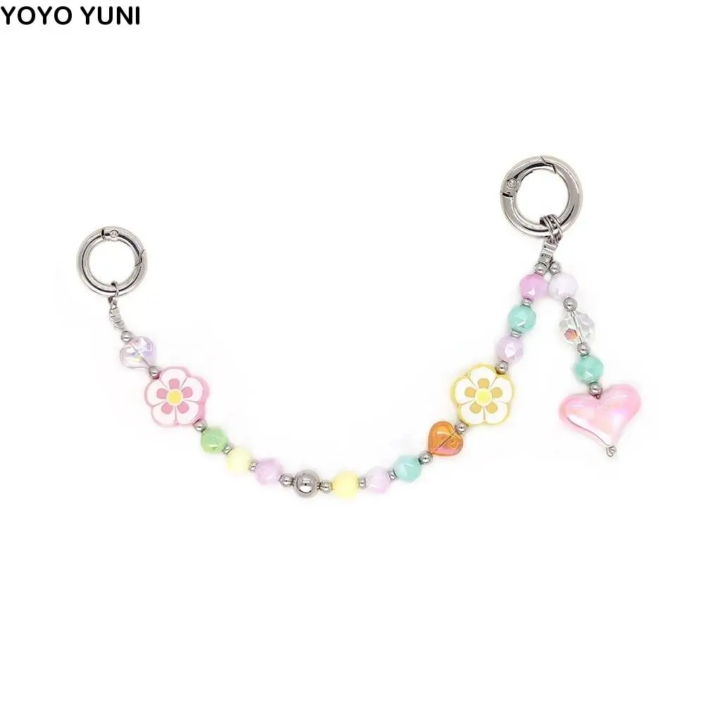 

Creative Y2K Beaded Phone Chain Alloy Resin Fashion Accessories Cartoon Heart Versatile Bag Pendants Gift