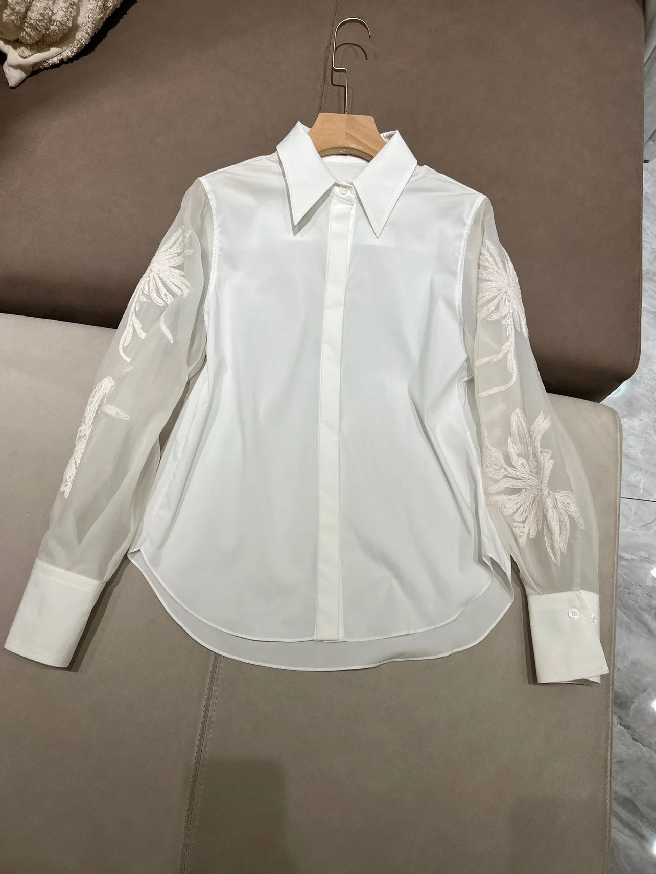 Luxurious exquisitely embroidered long sleeve shirt