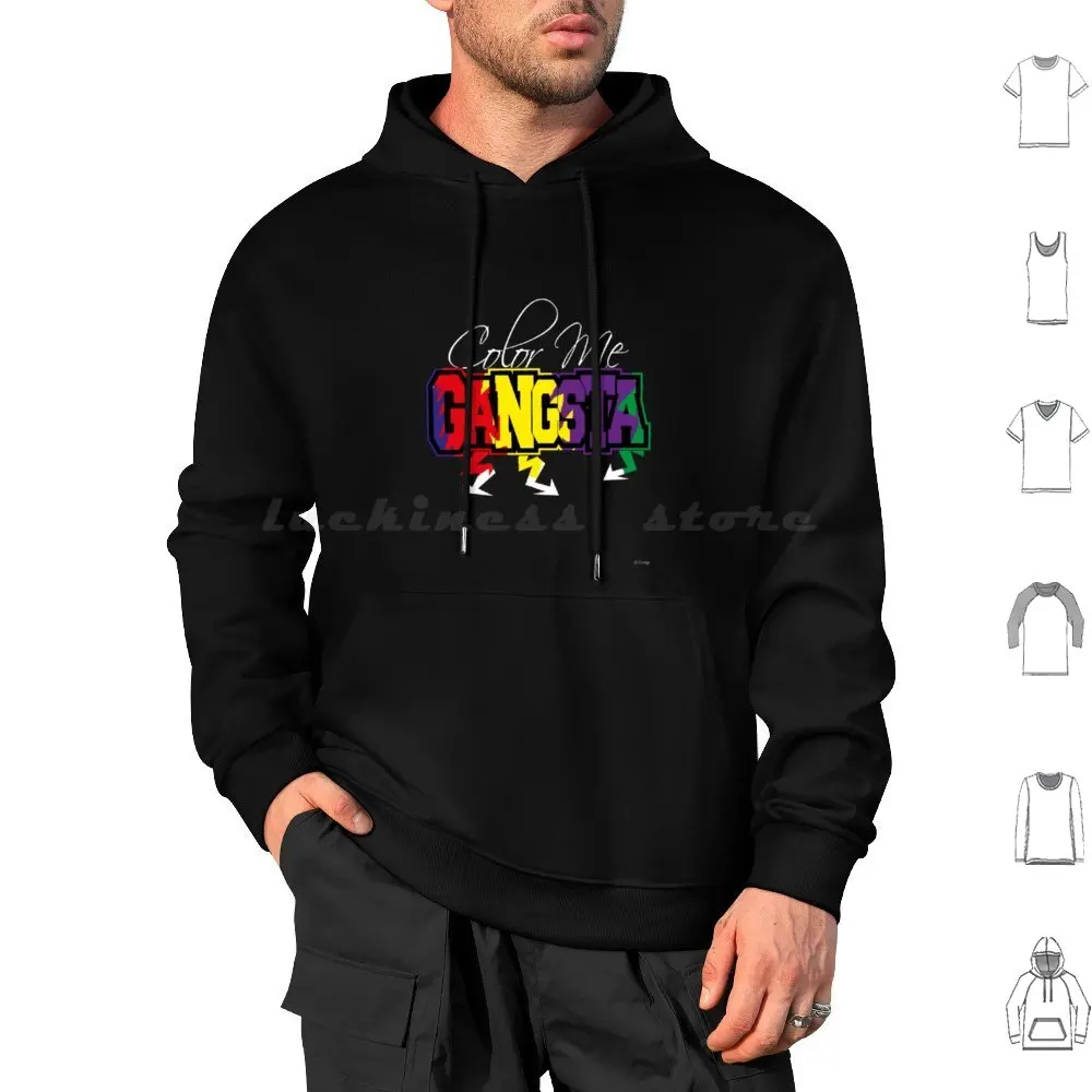 Color Me Gangsta Vintage Funny Classic Hip Hop Rap Gangster Hoodies Long Sleeve Color Me Gangsta Skull Colors Wheel