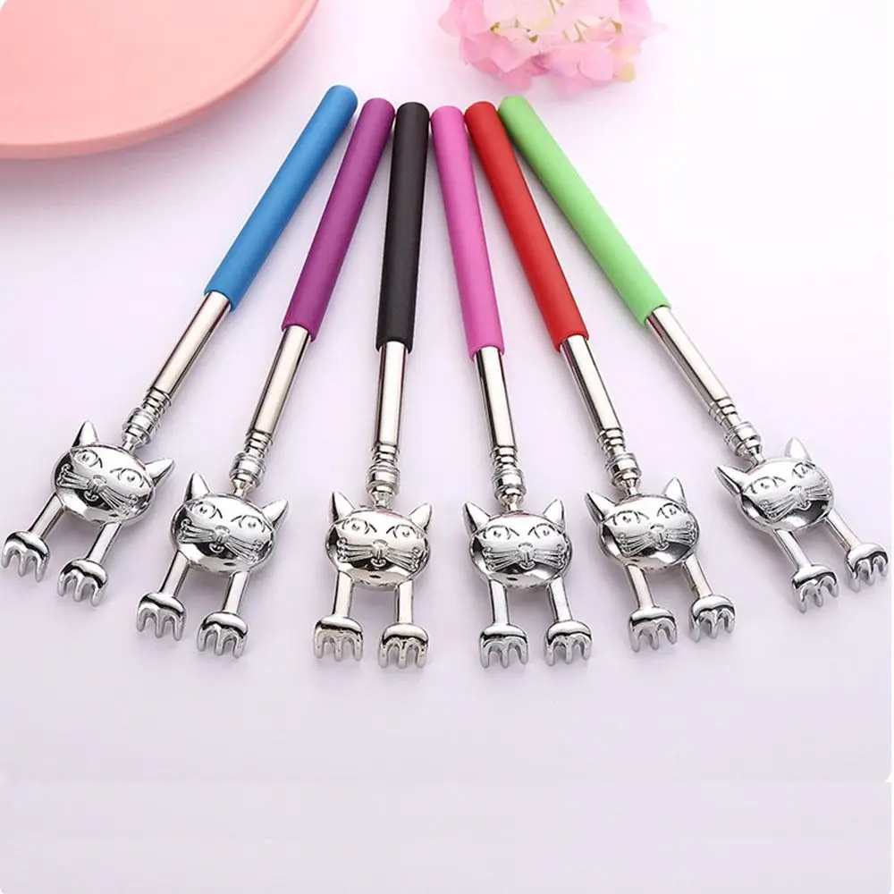 สแตนเลส Tickle Back Scratcher Scratching บรรเทาอาการคัน Retractable นวดแมวน่ารักนวดผ่อนคลายด้านหลัง