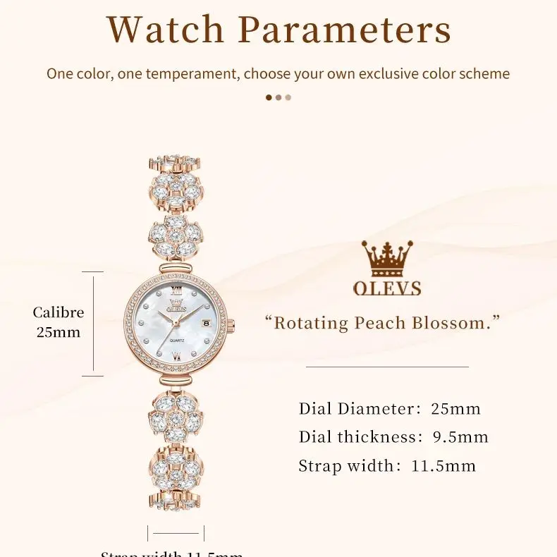 OLEVS 5633 レディース腕時計エレガントなダイヤモンドチェーンウォッチ高級女性のドレスギフトウォッチ自動日付オリジナルクォーツ女性腕時計